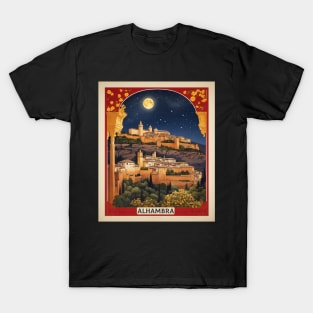 Alhambra de Pamplona Starry Night Spain Travel Tourism Retro Vintage T-Shirt